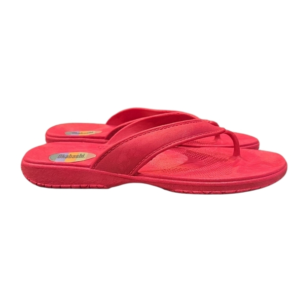OKABASHI WOMEN'S MAUI FLIP-FLOP THONG SANDALS. HOT PINK. SIZE MEDIUM .= 6.5/7.5 - Picture 3 of 11